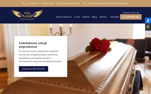 Tak wygląda strona firmy Mój Anioł